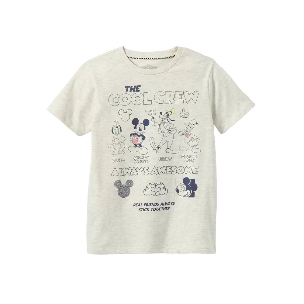 Boys Mickey Mouse & Friends Cool Crew Short Sleeve Graphic T-Shirt Beige Size XS